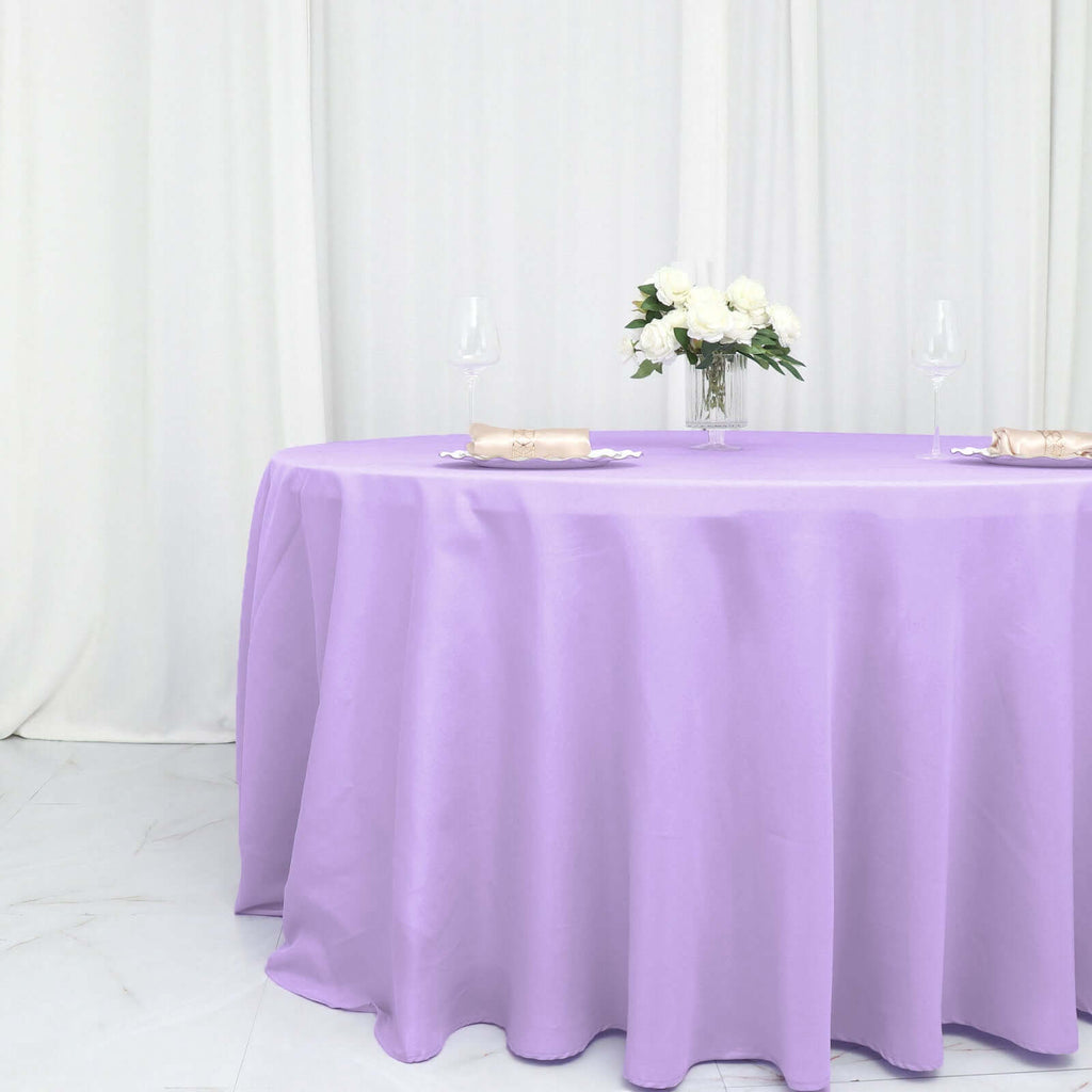 Polyester 132" Round Tablecloth Lavender Lilac - Seamless Chic Table Cover - Bell Racket Store