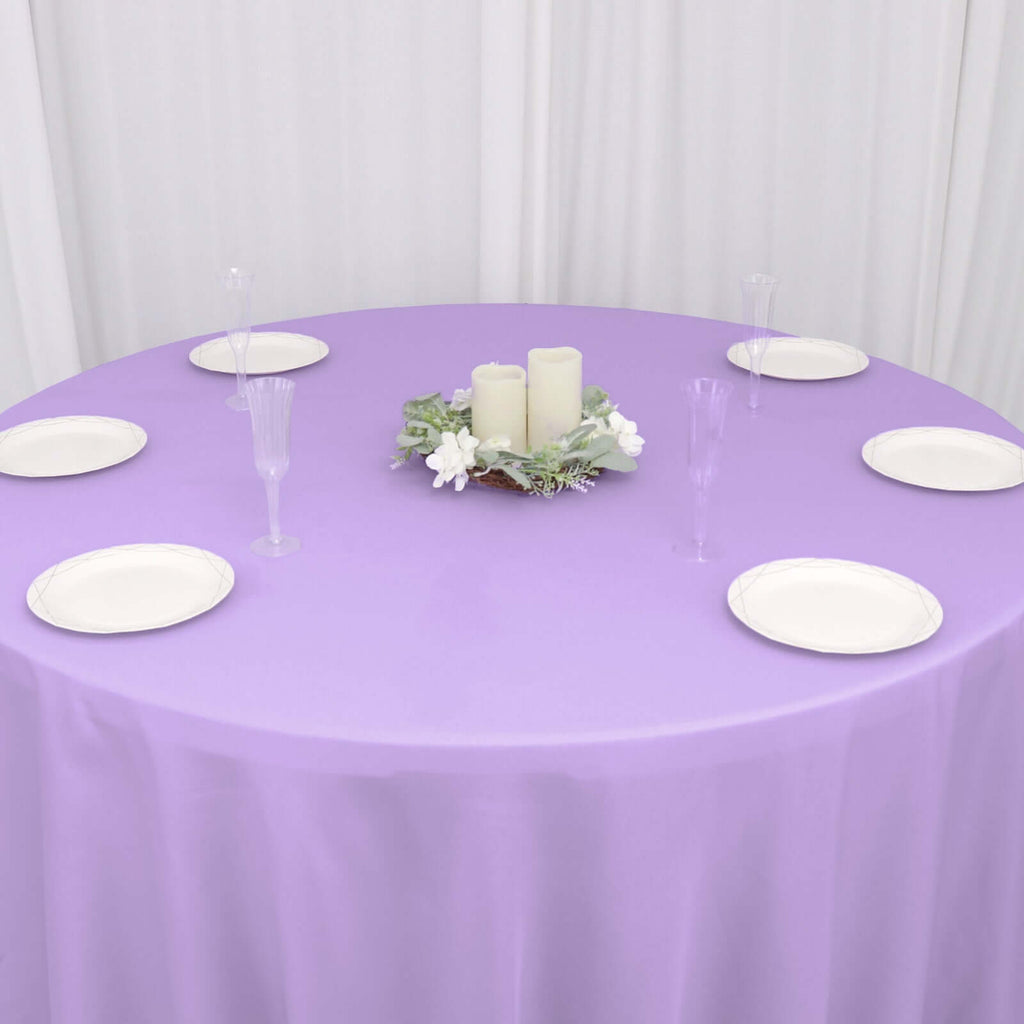 Polyester 132" Round Tablecloth Lavender Lilac - Seamless Chic Table Cover - Bell Racket Store