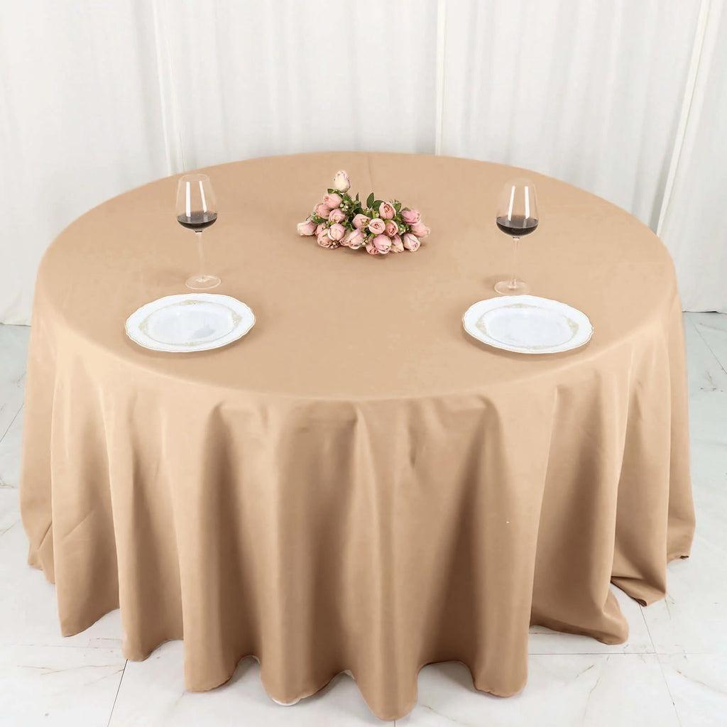 Polyester 132" Round Tablecloth Nude - Seamless Chic Table Cover - Bell Racket Store