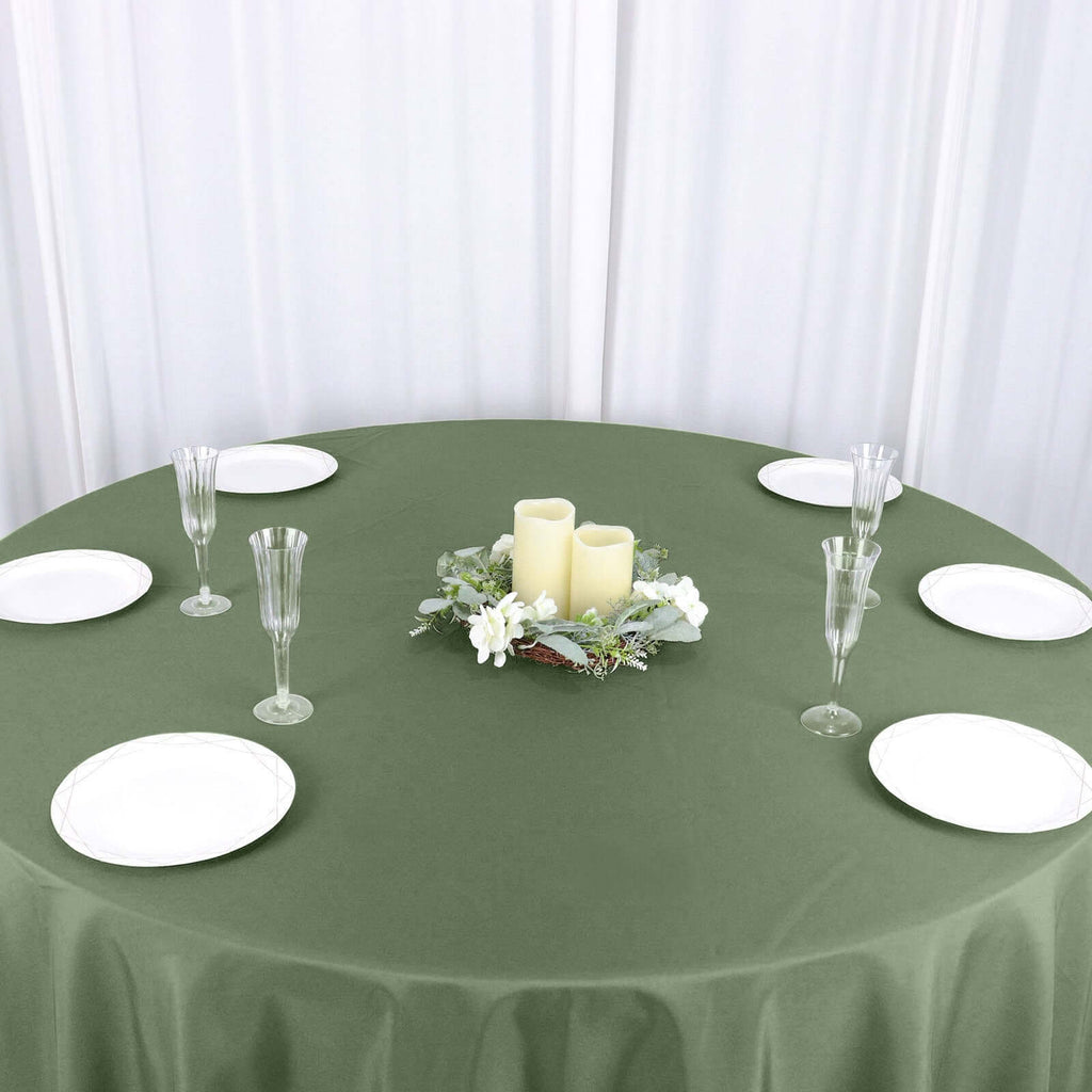 Polyester 132" Round Tablecloth Olive Green - Seamless Chic Table Cover - Bell Racket Store
