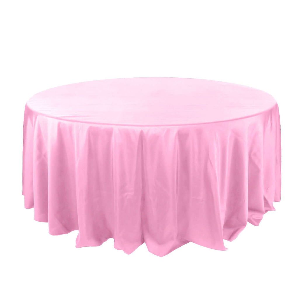 Polyester 132" Round Tablecloth Pink - Seamless Chic Table Cover