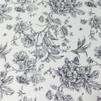 Polyester 132" Round Tablecloth White - Black French Toile Pattern for Chic Weddings - Bell Racket Store