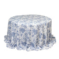 Polyester 132" Round Tablecloth White - Blue French Toile Pattern for Chic Weddings - Bell Racket Store
