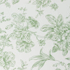 Polyester 132" Round Tablecloth White - Dusty Sage Green French Toile Pattern for Chic Weddings - Bell Racket Store