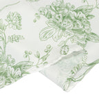 Polyester 132" Round Tablecloth White - Dusty Sage Green French Toile Pattern for Chic Weddings - Bell Racket Store