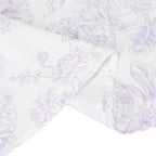 Polyester 132" Round Tablecloth White - Lavender Lilac French Toile Pattern for Chic Weddings - Bell Racket Store