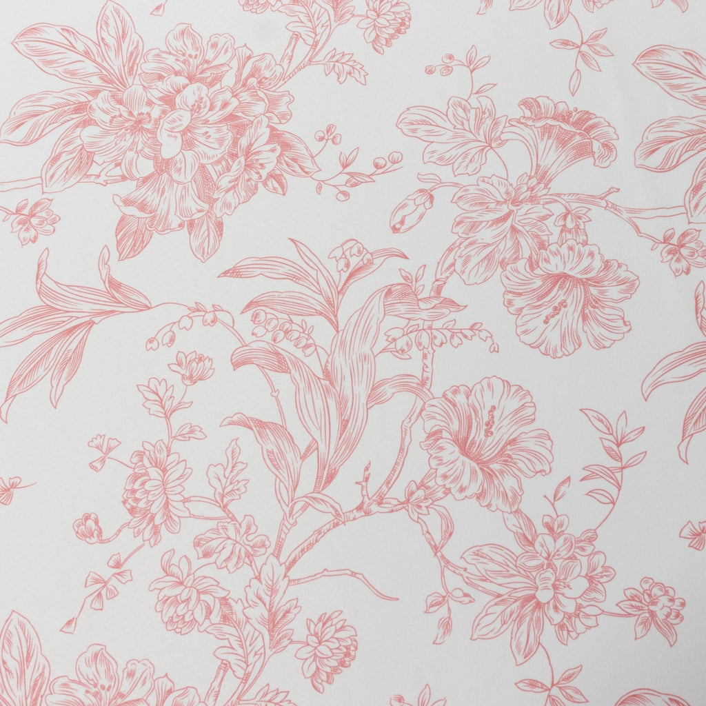 Polyester 132" Round Tablecloth White - Pink French Toile Pattern for Chic Weddings - Bell Racket Store
