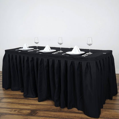 Polyester 14ft Table Skirt Black - Classic Pleated Design - NestOCart