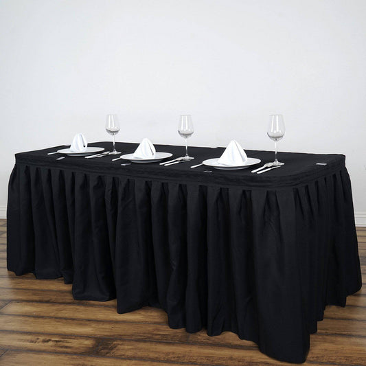Polyester 14ft Table Skirt Black - Classic Pleated Design - NestOCart