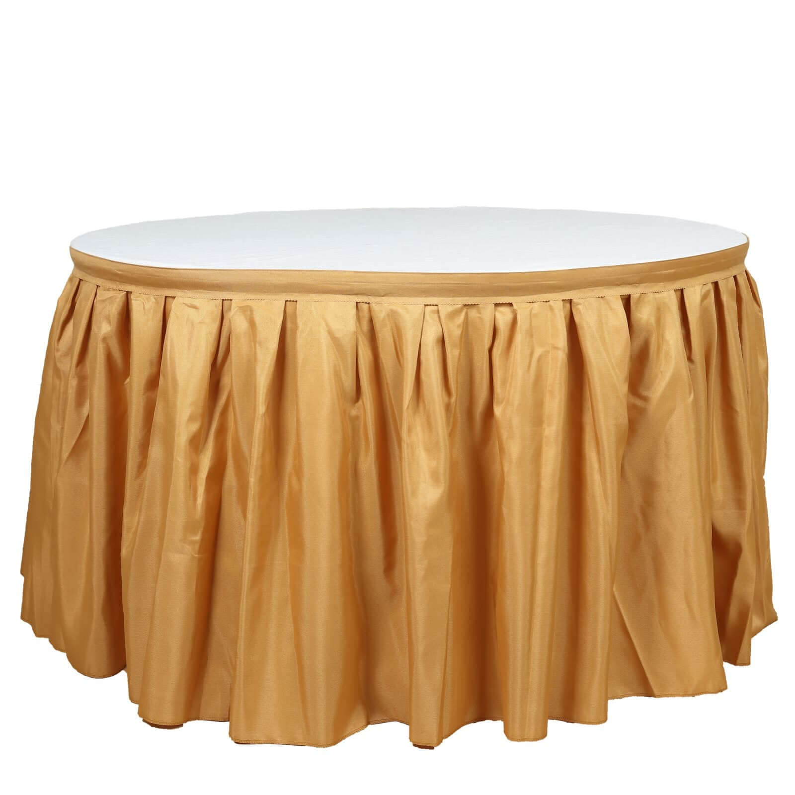 Polyester 14ft Table Skirt Gold - Classic Pleated Design for Weddings & Events - Bell Racket Store