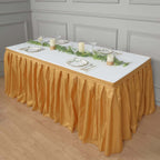 Polyester 14ft Table Skirt Gold - Classic Pleated Design for Weddings & Events - Bell Racket Store