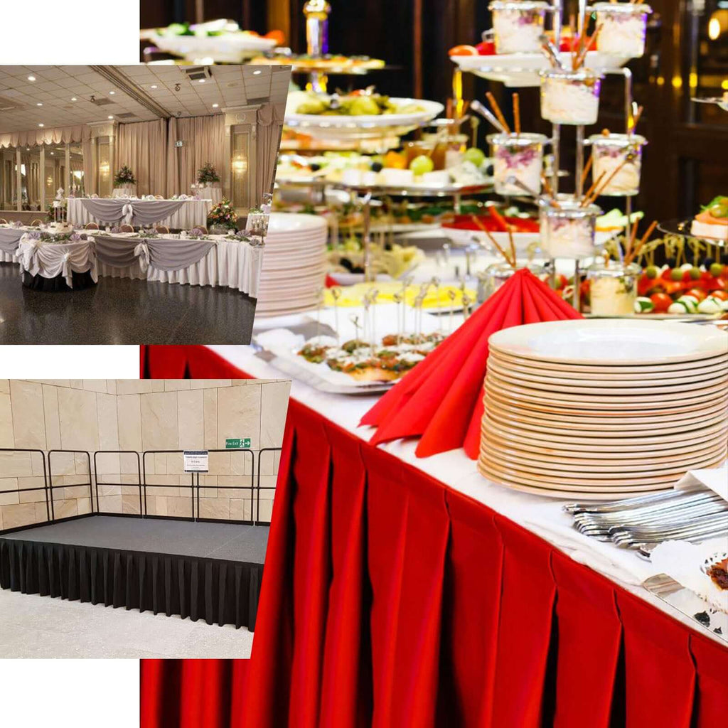 Polyester 14ft Table Skirt Gold - Classic Pleated Design for Weddings & Events - Bell Racket Store