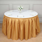 Polyester 14ft Table Skirt Gold - Classic Pleated Design for Weddings & Events - Bell Racket Store