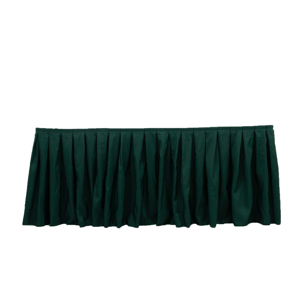 Polyester 14ft Table Skirt Hunter Emerald Green - Classic Pleated Design for Weddings & Events - Bell Racket Store