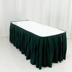 Polyester 14ft Table Skirt Hunter Emerald Green - Classic Pleated Design for Weddings & Events - Bell Racket Store