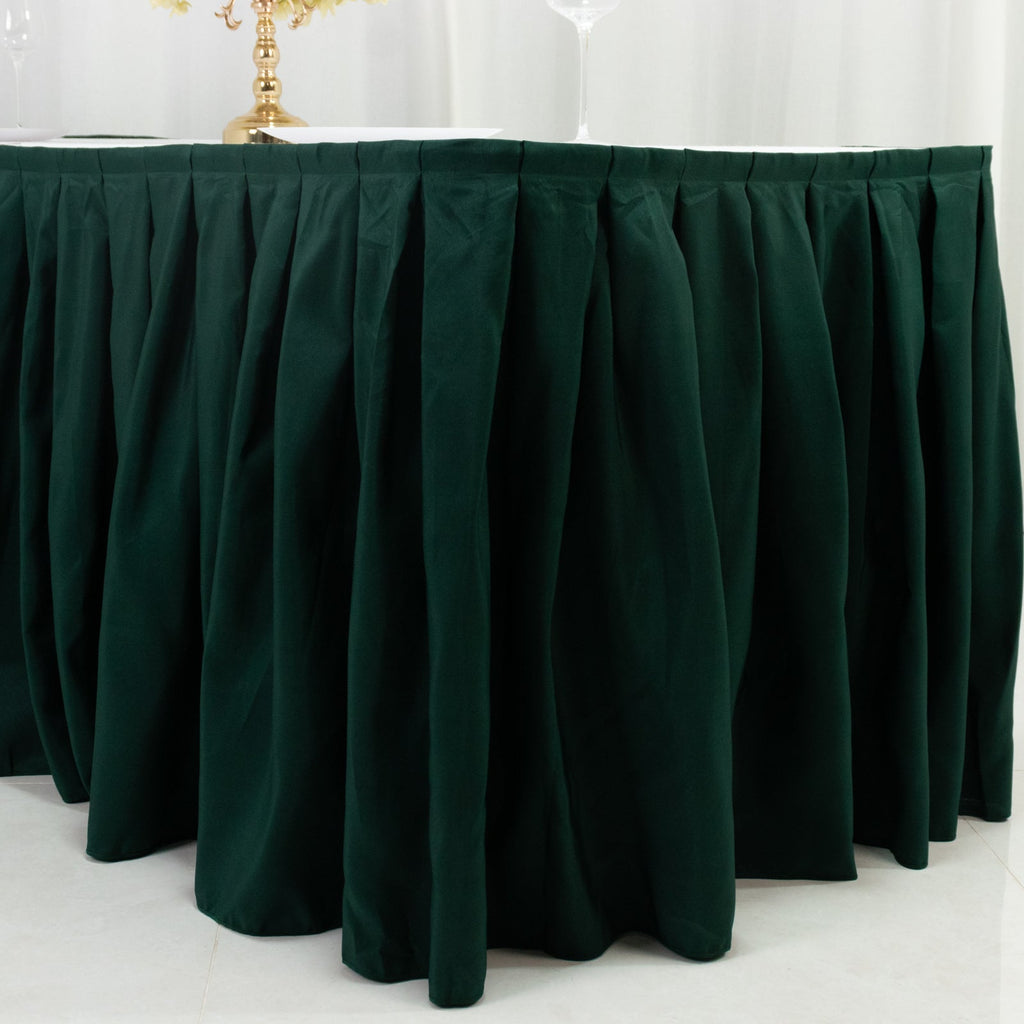 Polyester 14ft Table Skirt Hunter Emerald Green - Classic Pleated Design for Weddings & Events - Bell Racket Store