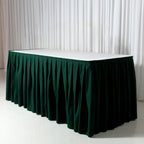 Polyester 14ft Table Skirt Hunter Emerald Green - Classic Pleated Design for Weddings & Events - Bell Racket Store