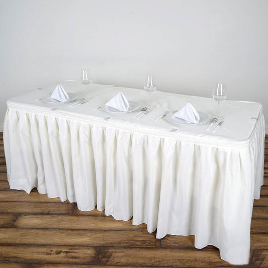 Polyester 14ft Table Skirt Ivory - Classic Pleated Design - NestOCart