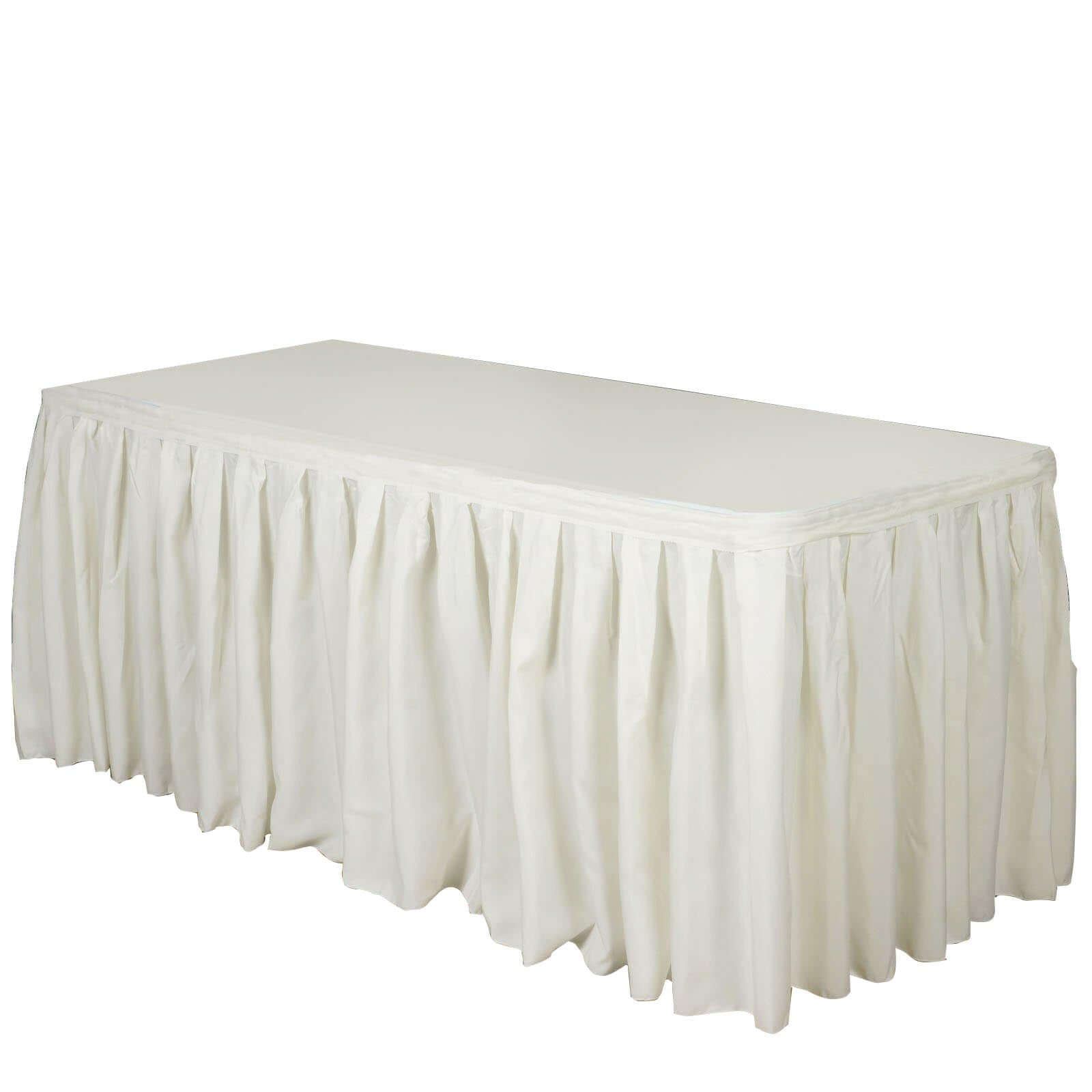 Polyester 14ft Table Skirt Ivory - Classic Pleated Design - NestOCart
