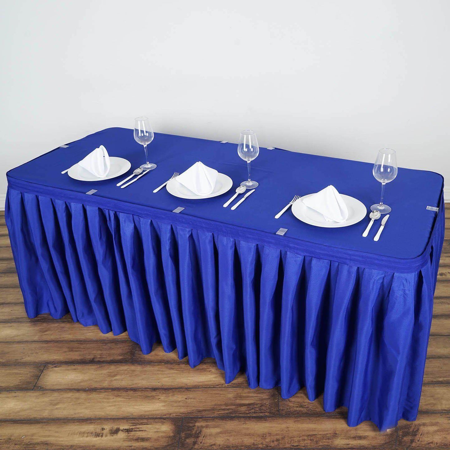 Polyester 14ft Table Skirt Royal Blue - Classic Pleated Design - NestOCart