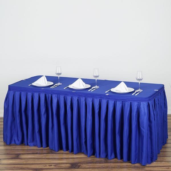 Polyester 14ft Table Skirt Royal Blue - Classic Pleated Design - NestOCart