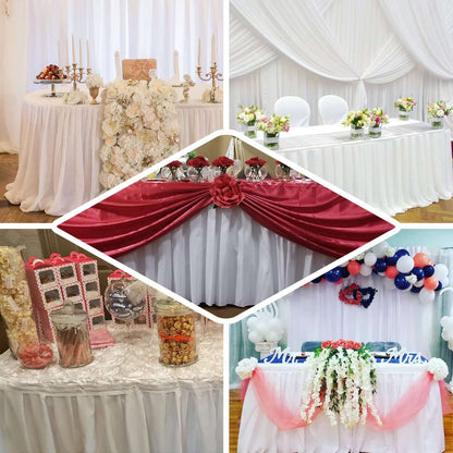 Polyester 14ft Table Skirt White - Classic Pleated Design for Weddings & Events - NestOCart