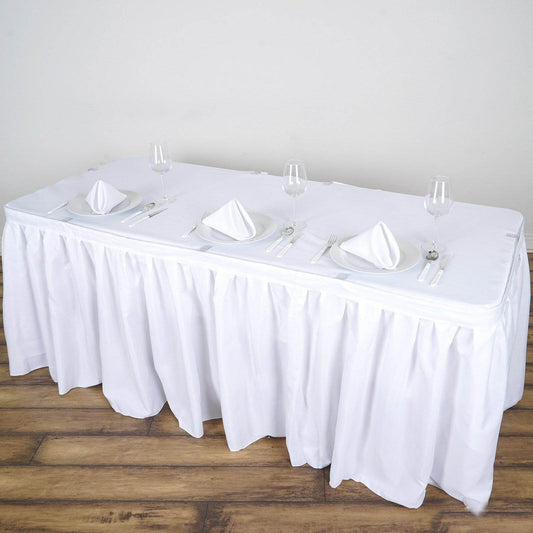 Polyester 14ft Table Skirt White - Classic Pleated Design for Weddings & Events - NestOCart