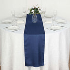 Polyester 14"x108" Table Runner Dark Denim Blue - Modern Faux Denim Dining Table Runner