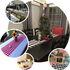 Polyester 14"x108" Table Runner Sage Green/White - Gingham Plaid Design - Bell Racket Store