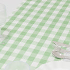 Polyester 14"x108" Table Runner Sage Green/White - Gingham Plaid Design - Bell Racket Store