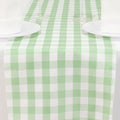 Polyester 14"x108" Table Runner Sage Green/White - Gingham Plaid Design - Bell Racket Store