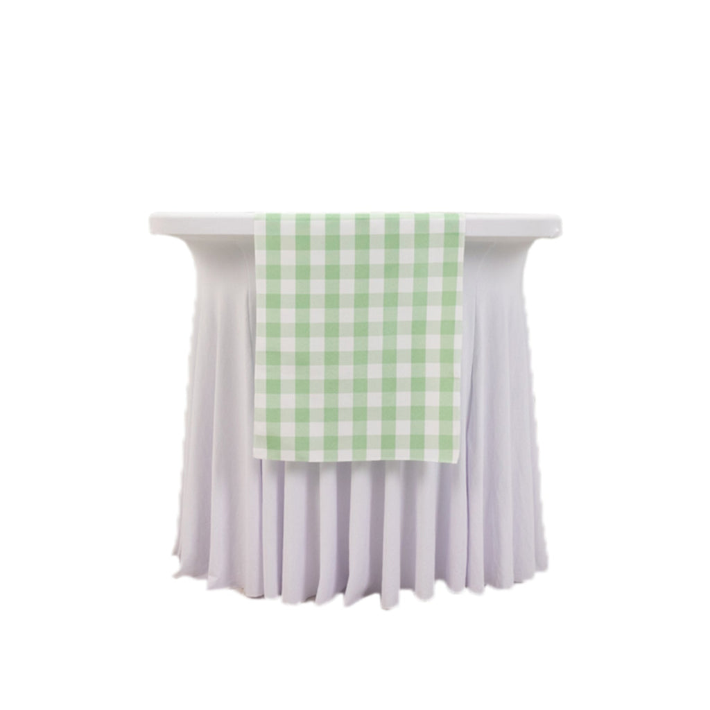 Polyester 14"x108" Table Runner Sage Green/White - Gingham Plaid Design - Bell Racket Store