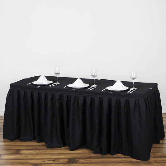 Polyester 17ft Table Skirt Black - Classic Pleated Design - NestOCart