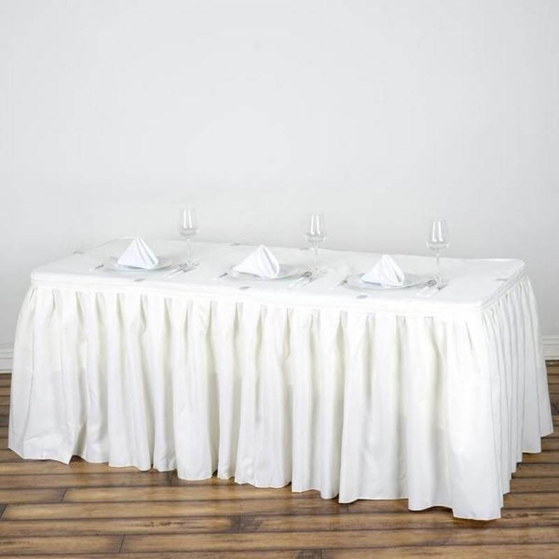 Polyester 17ft Table Skirt Ivory - Classic Pleated Design - NestOCart