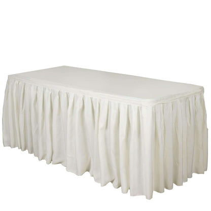 Polyester 17ft Table Skirt Ivory - Classic Pleated Design - NestOCart