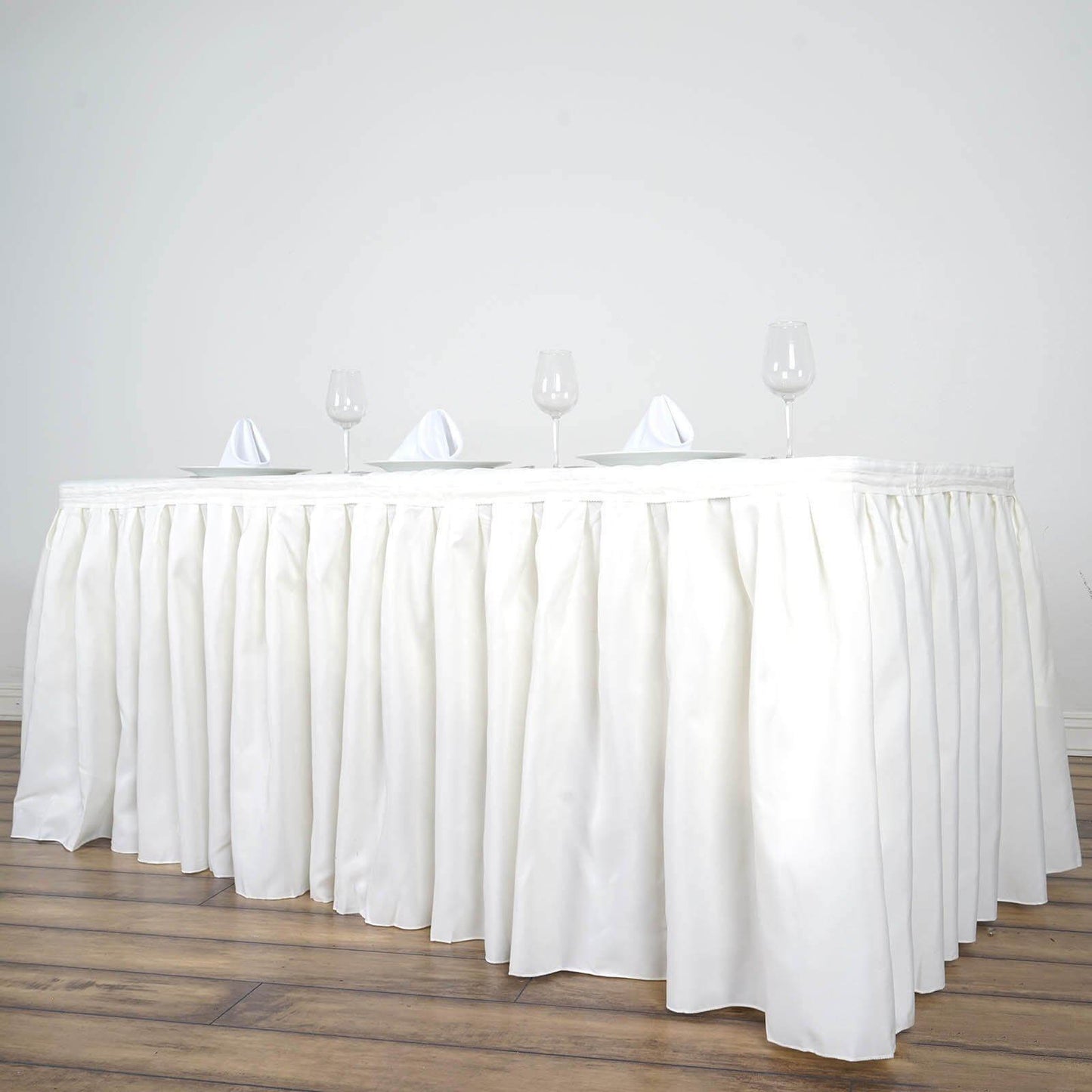 Polyester 17ft Table Skirt Ivory - Classic Pleated Design - NestOCart