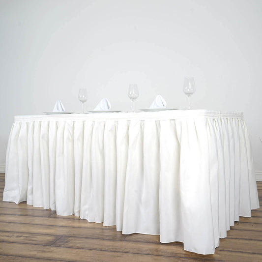 Polyester 17ft Table Skirt Ivory - Classic Pleated Design - NestOCart