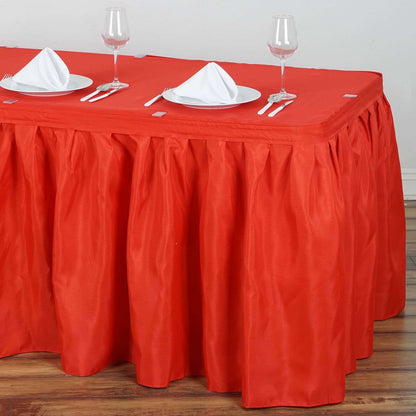 Polyester 17ft Table Skirt Red - Classic Pleated Design - NestOCart