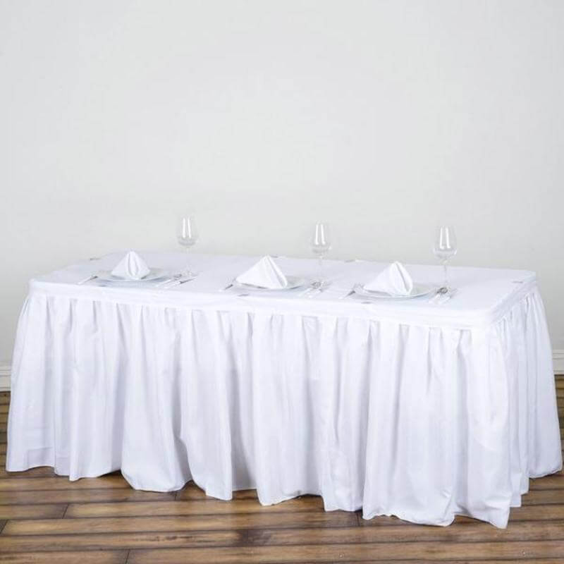 Polyester 17ft Table Skirt White - Classic Pleated Design for Weddings & Events - NestOCart
