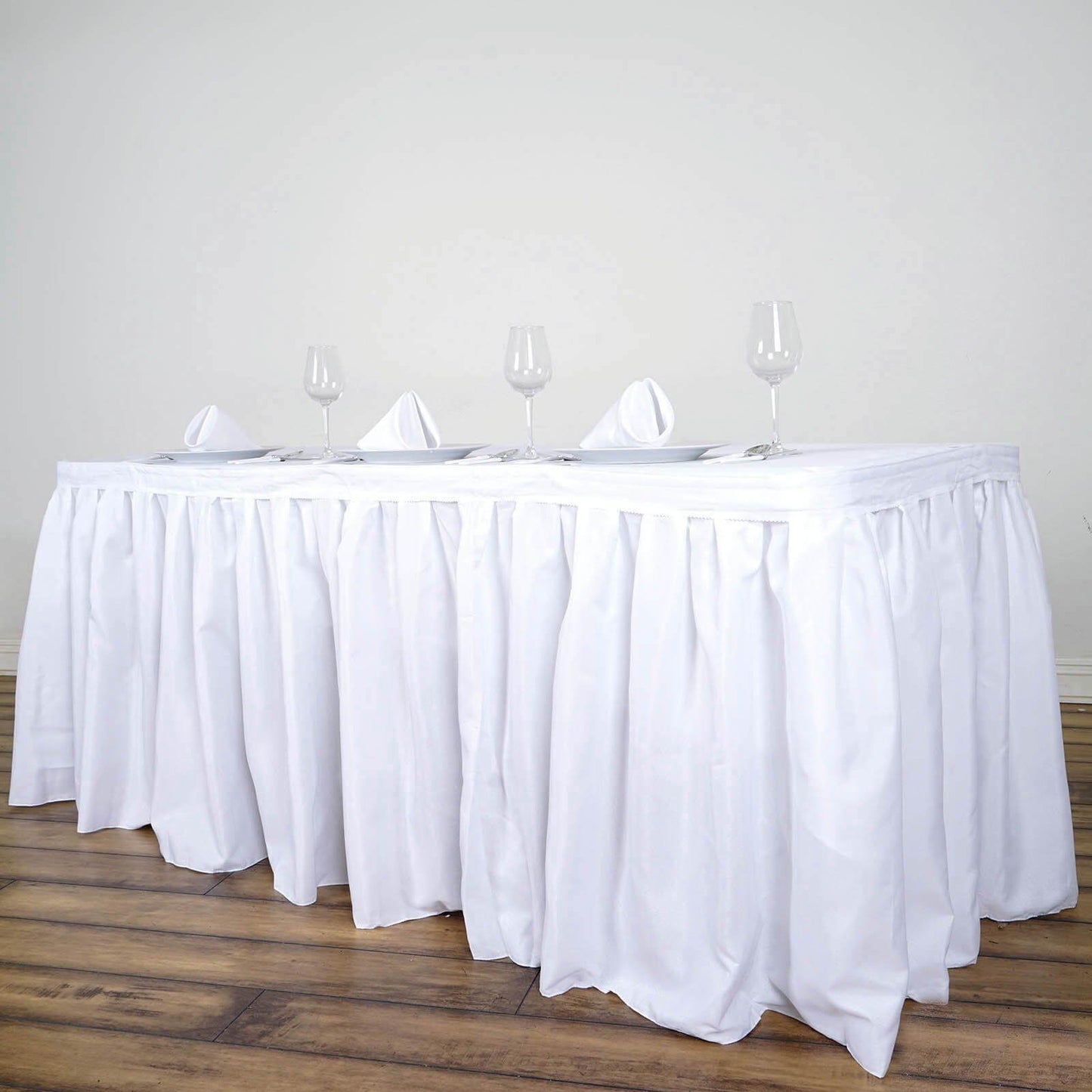 Polyester 17ft Table Skirt White - Classic Pleated Design for Weddings & Events - NestOCart