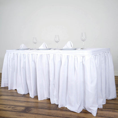 Polyester 17ft Table Skirt White - Classic Pleated Design for Weddings & Events - NestOCart