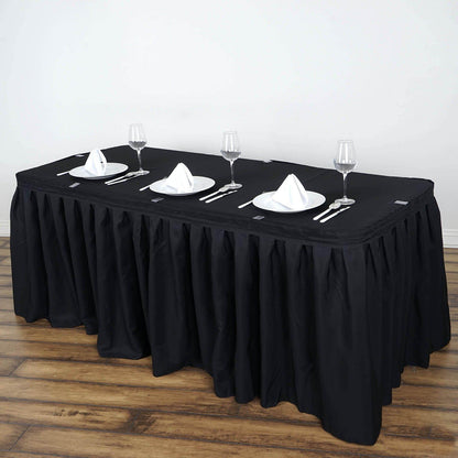 Polyester 21ft Table Skirt Black - Classic Pleated Design - NestOCart