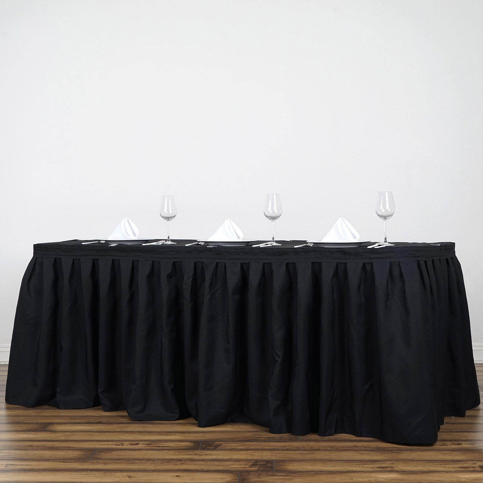 Polyester 21ft Table Skirt Black - Classic Pleated Design - NestOCart