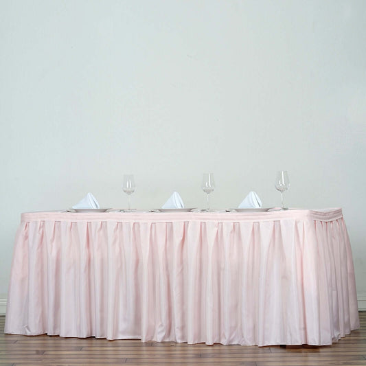 Polyester 21ft Table Skirt Blush - Classic Pleated Design - NestOCart