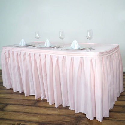 Polyester 21ft Table Skirt Blush - Classic Pleated Design - NestOCart