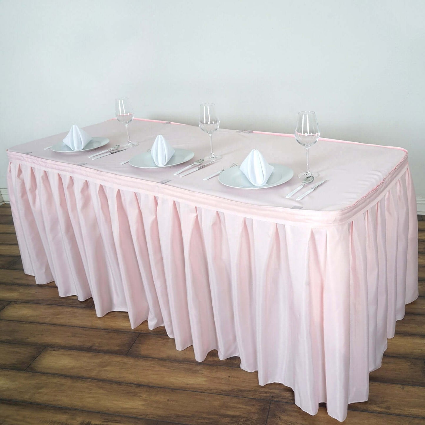 Polyester 21ft Table Skirt Blush - Classic Pleated Design - NestOCart
