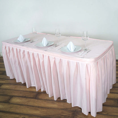 Polyester 21ft Table Skirt Blush - Classic Pleated Design - NestOCart