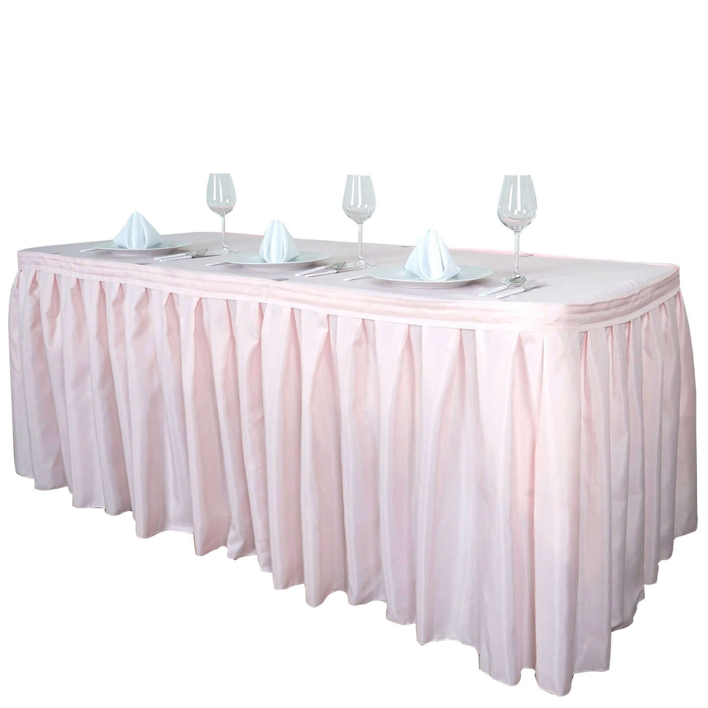 Polyester 21ft Table Skirt Blush - Classic Pleated Design - NestOCart