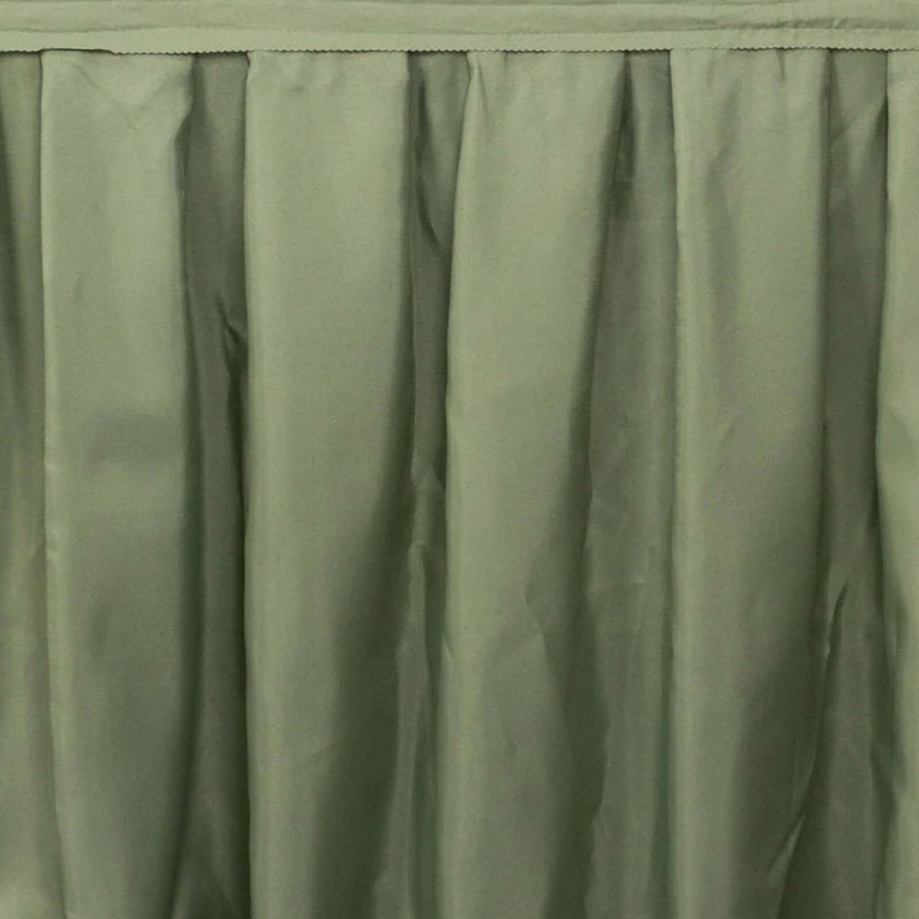 Polyester 21ft Table Skirt Dusty Sage Green - Classic Pleated Design - Bell Racket Store