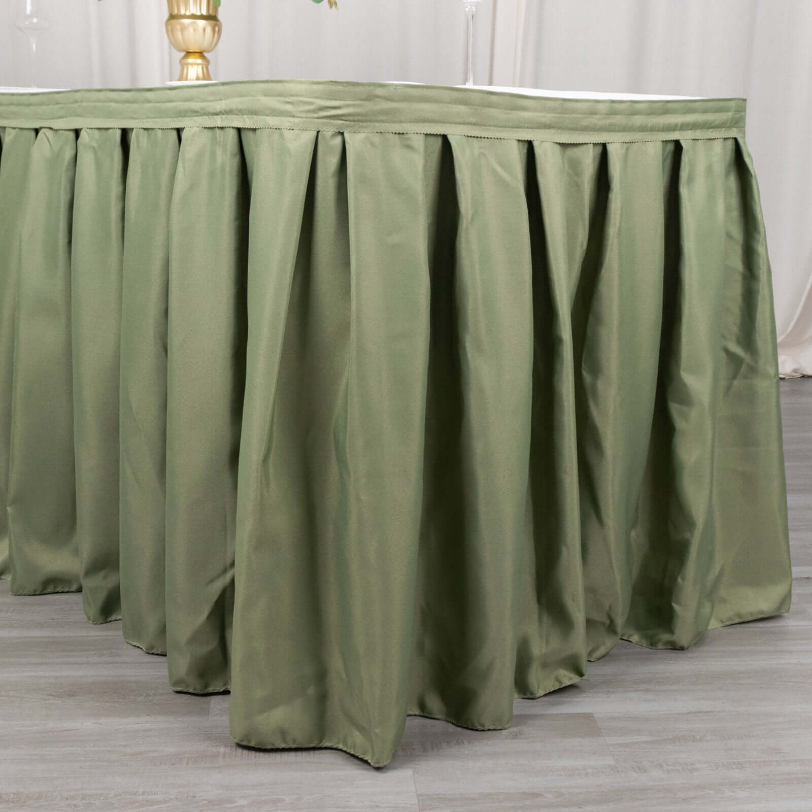Polyester 21ft Table Skirt Dusty Sage Green - Classic Pleated Design - Bell Racket Store